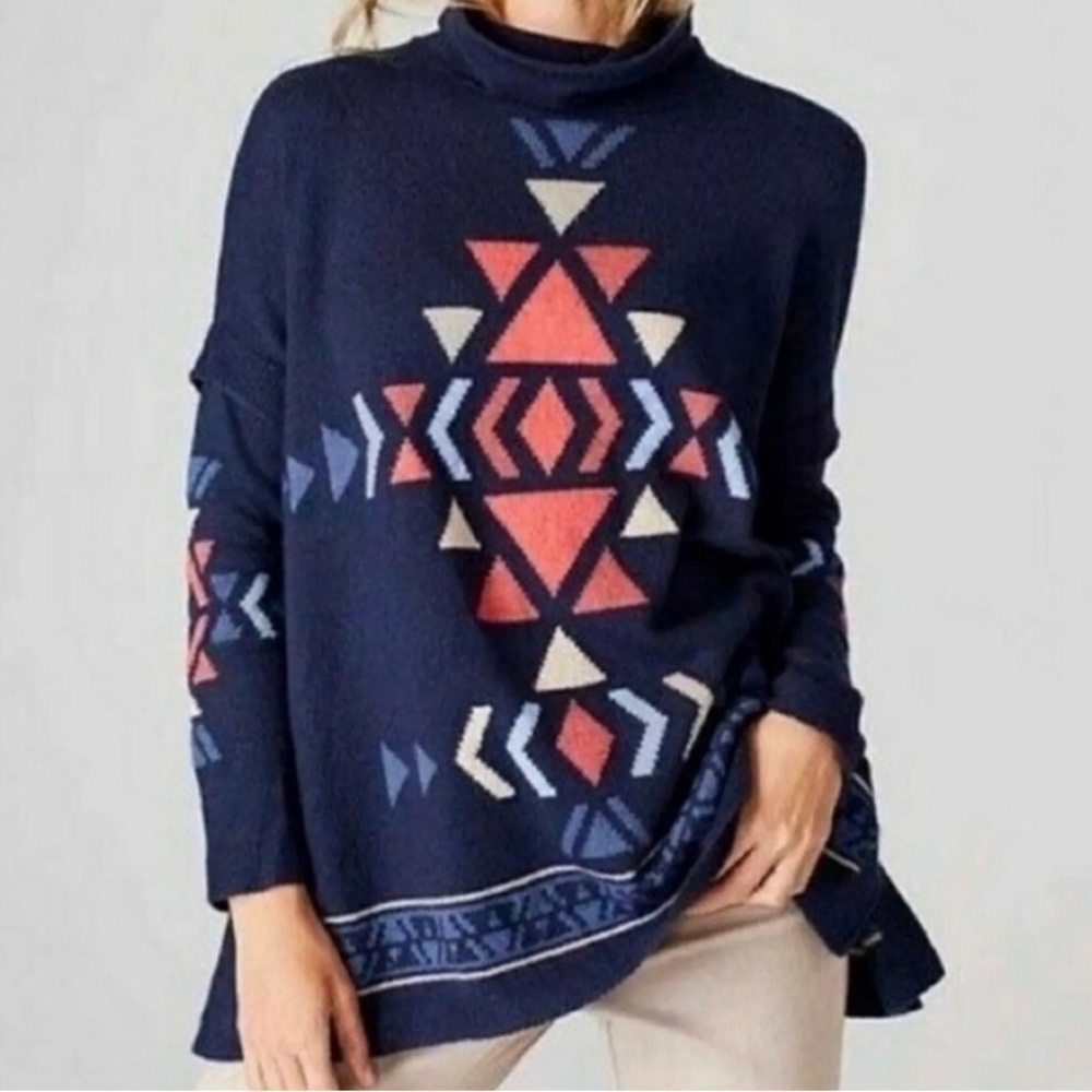 J Jill Cowl Neck Aztec Southwestern Pullover Sweater Women’s Size SP